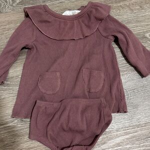 Kids Ribbed Matching Set in Mauve